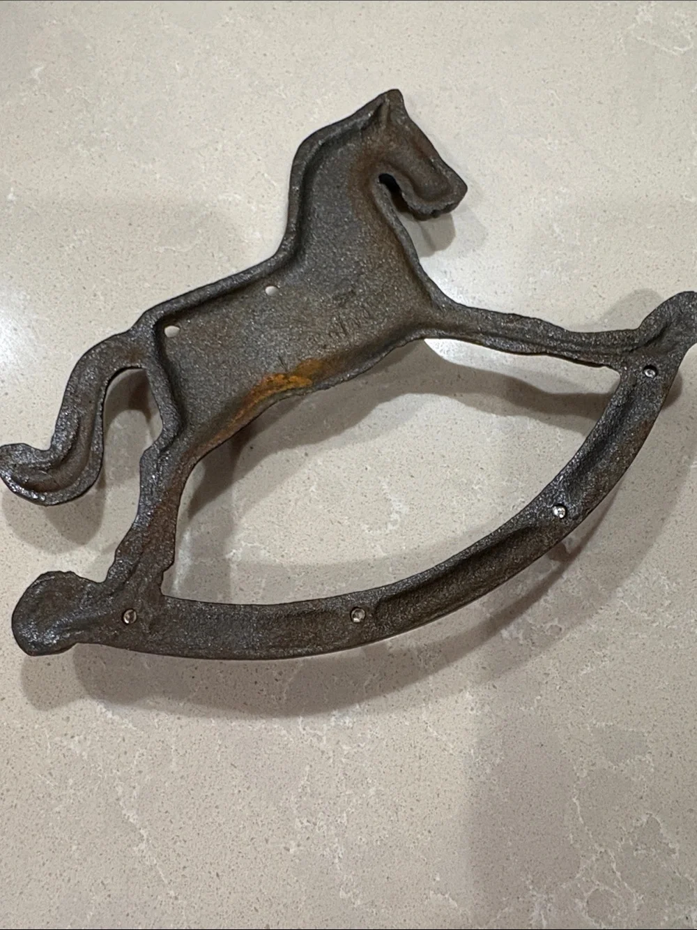 Rustic Brown Cast Iron Rocking Horse Wall Hook